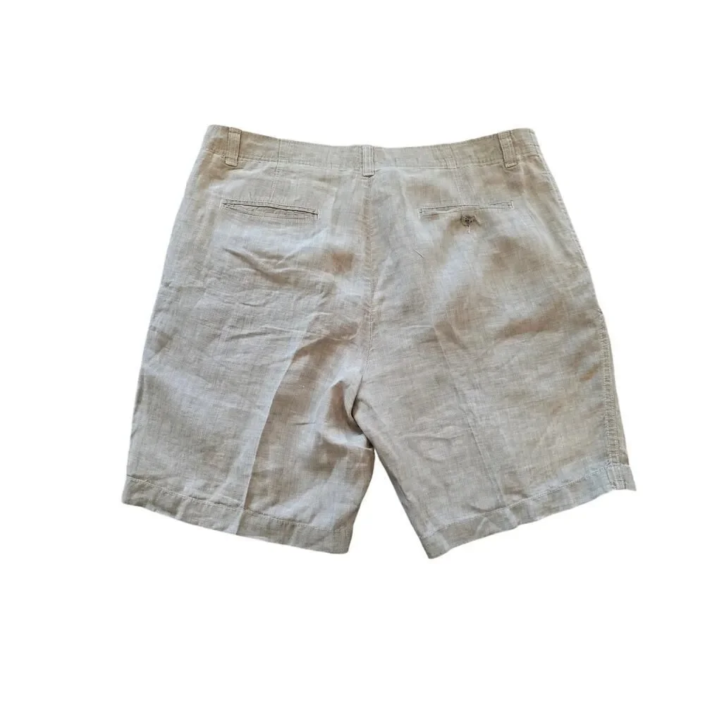 Cremeux 100% Linen Shorts Size 38 Tan Neutral Classic Summer Staple Menswear